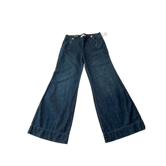 Old Navy Womens Mid Rise Wide Leg Jeans Denim Cotton Medium Wash Blue Sz 10 NWT - Picture 1 of 7